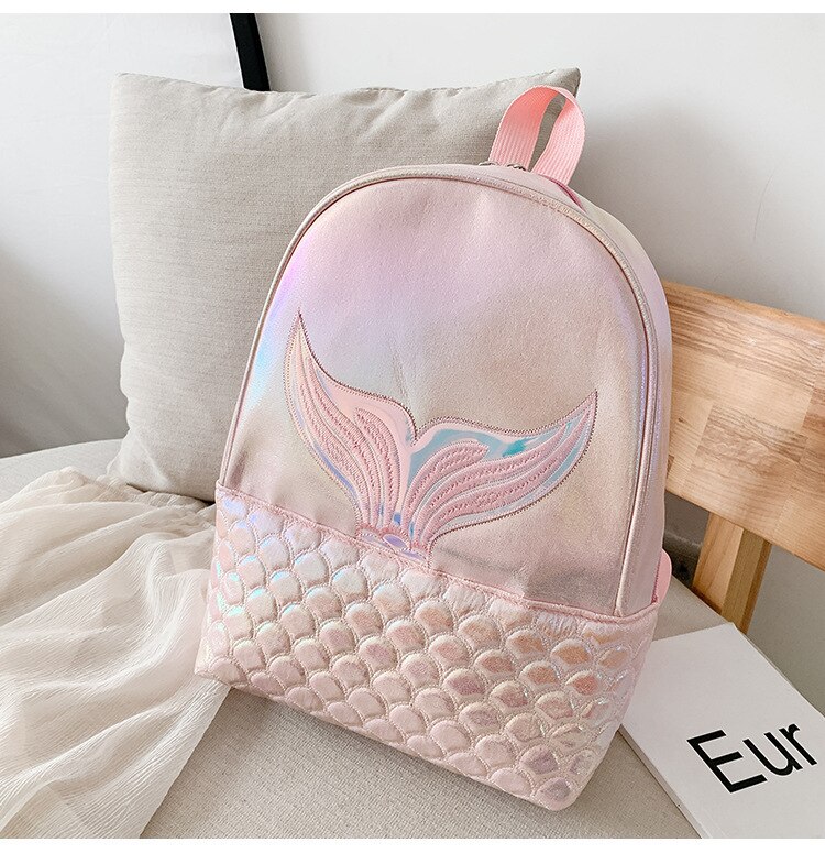 Frauen rucksäcke Meerjungfrau aufbringen Holographische Rucksack Reise PU Leder Holographische Rucksack Schule Taschen: Rosa