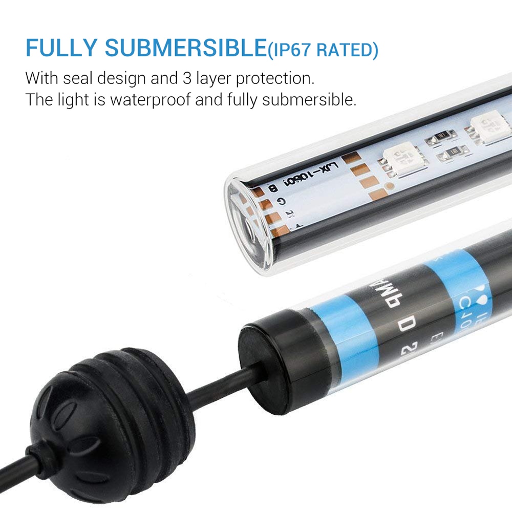 NICREW Aquarium Licht LED Wasserdicht Aquarium Licht Tauch Lampe 5050 SMD LED Bar 18-48CM Beleuchtung für Aquarium 100 V-240V