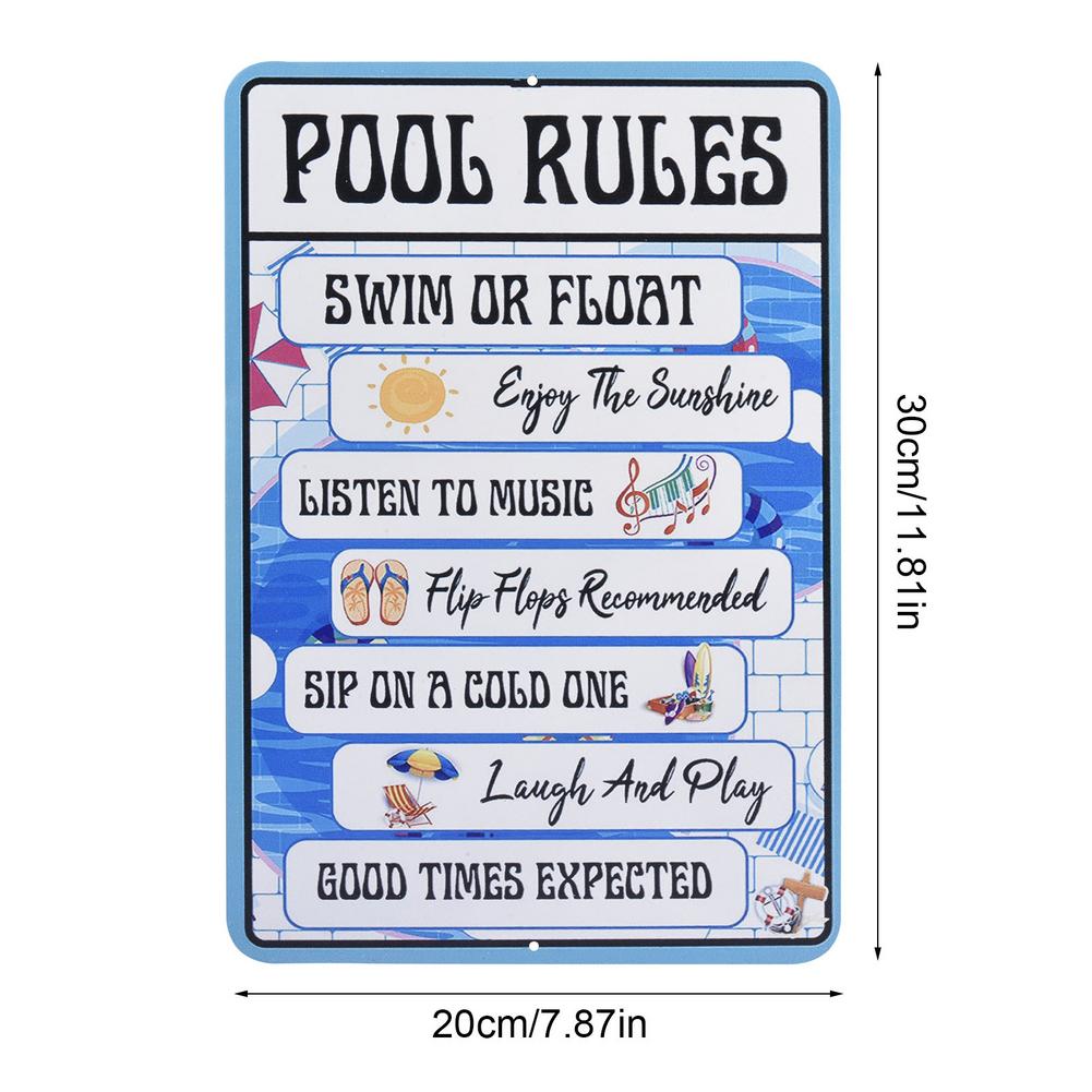 30*20cm Aluminum Alloy Swimming Pool Decoration Sign Warning Rules Sign Outdoor Summer Decoration Pendant Accessories Supplies: D
