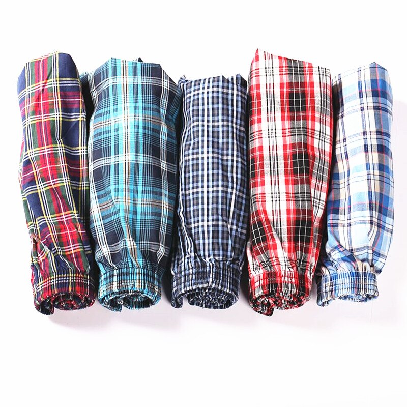 4pcs/lot Classic Plaid Trunks Men Underwear Cotton Mens Boxer SDhorts Elastic Waist Family Panties Home Underpants Loose Boxers