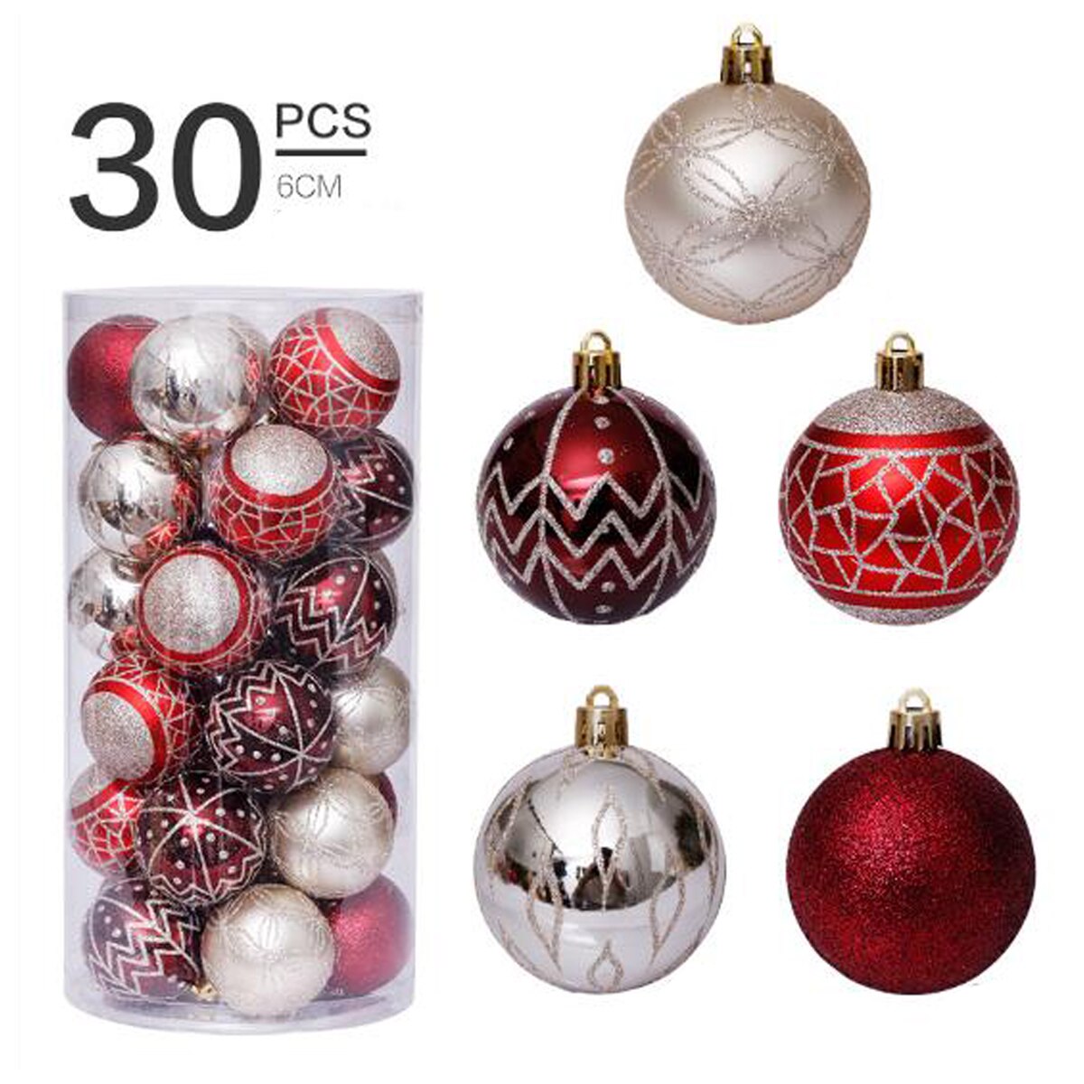 30 stk juletræslegetøj 6cm dekorationer kuglepynt xmas fest hængende kugle ornamenter dekorationer til hjemmet år navidad