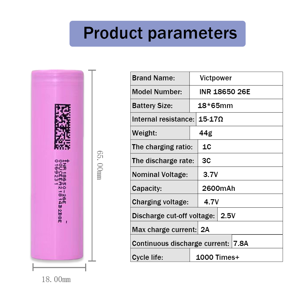 Batteria ricaricabile DMEGC 26E NCM di grado A + migliore qualità INR18650 3.7V 2600mAh batterie agli ioni di litio cilindriche agli ioni di litio per: marrone