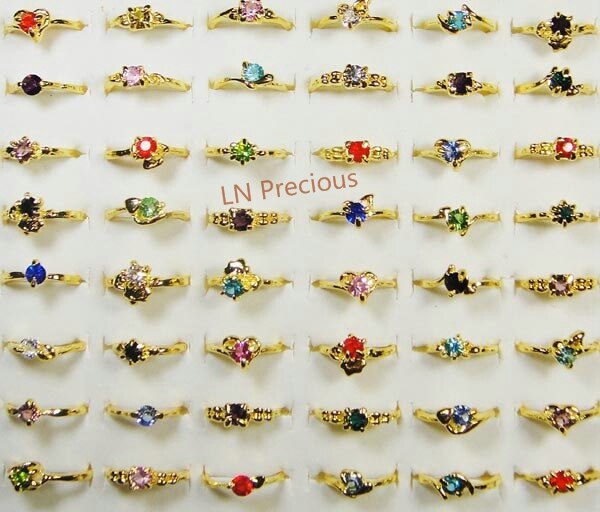50 stk klassiske rhinestone guldringe til kvinder og piger hele smykker partier  lr119