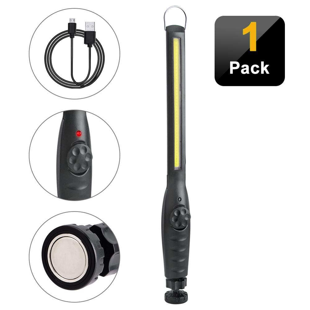 Portable COB LED Flashlight USB Rechargeable Torch Work Light Magnet Emergency Camping Lamp With Built-in Battery Magnet Hook: Type-B 1PCS