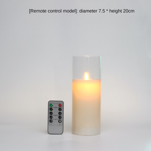 Glass Flameless Candles Set 8" 10" 12" Battery Operated Real Wax Pillars Glass LED Candles With Remote Control Cycling Timer: 1 pcs 8inch set