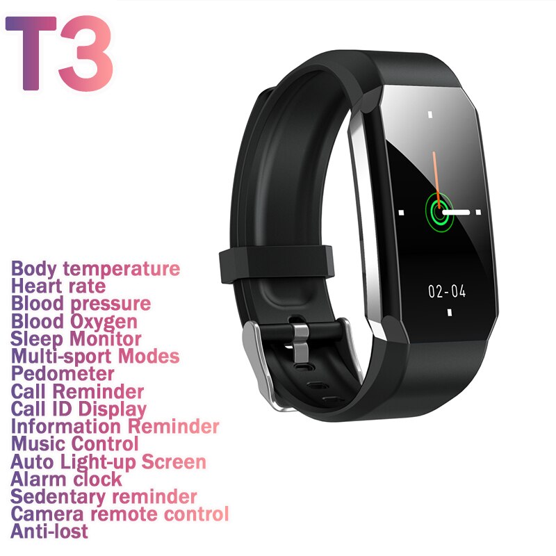 Smart Uhr Körper Temperatur Messen Sport Fitness Uhr Herz Rate Blutdruck Sauerstoff Monitor Smartwatch Für Handy: 01 T3