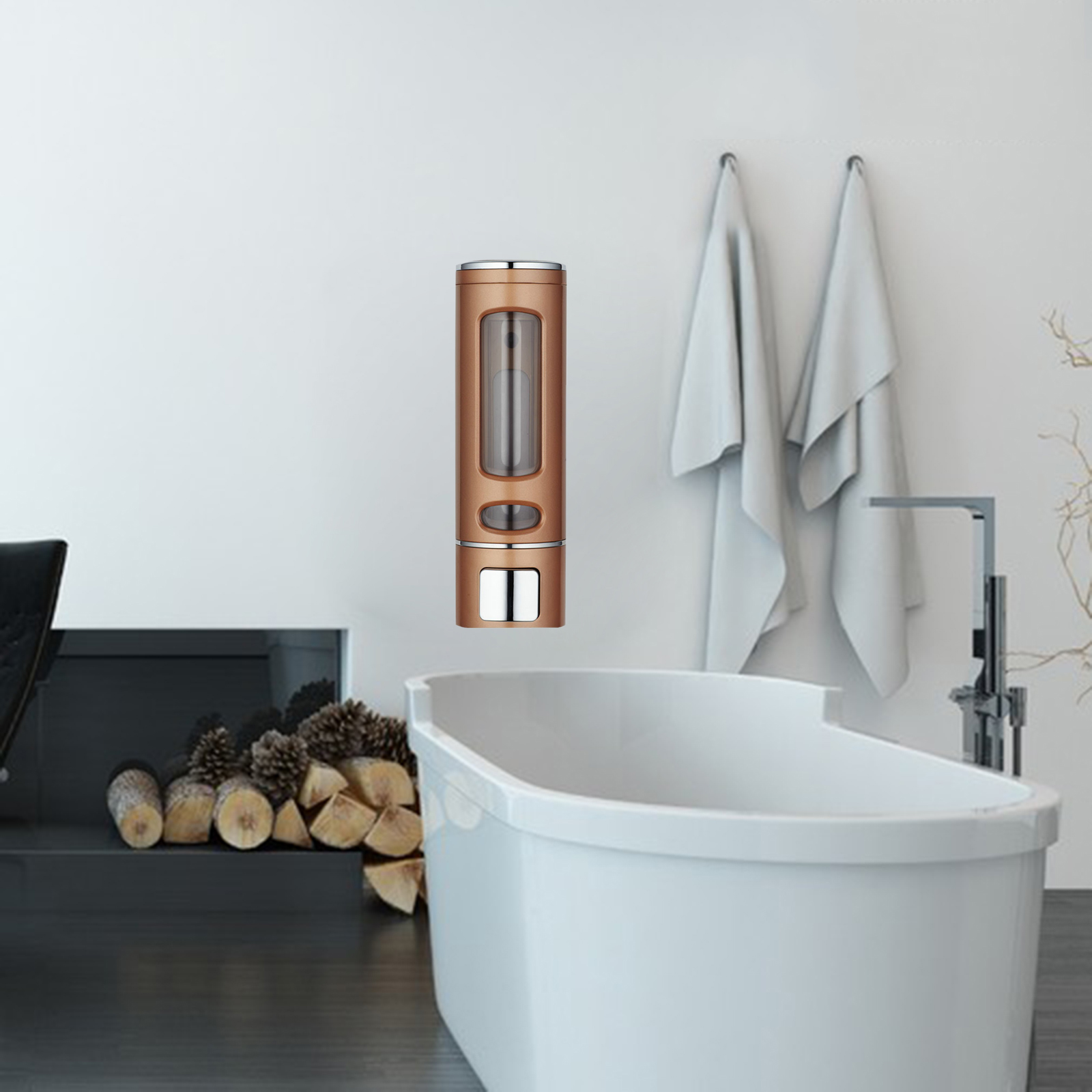 Hand Liquid Soap Dispenser Shower Bath Gel Wall Mounting Bathroom Hotel: Gold Single