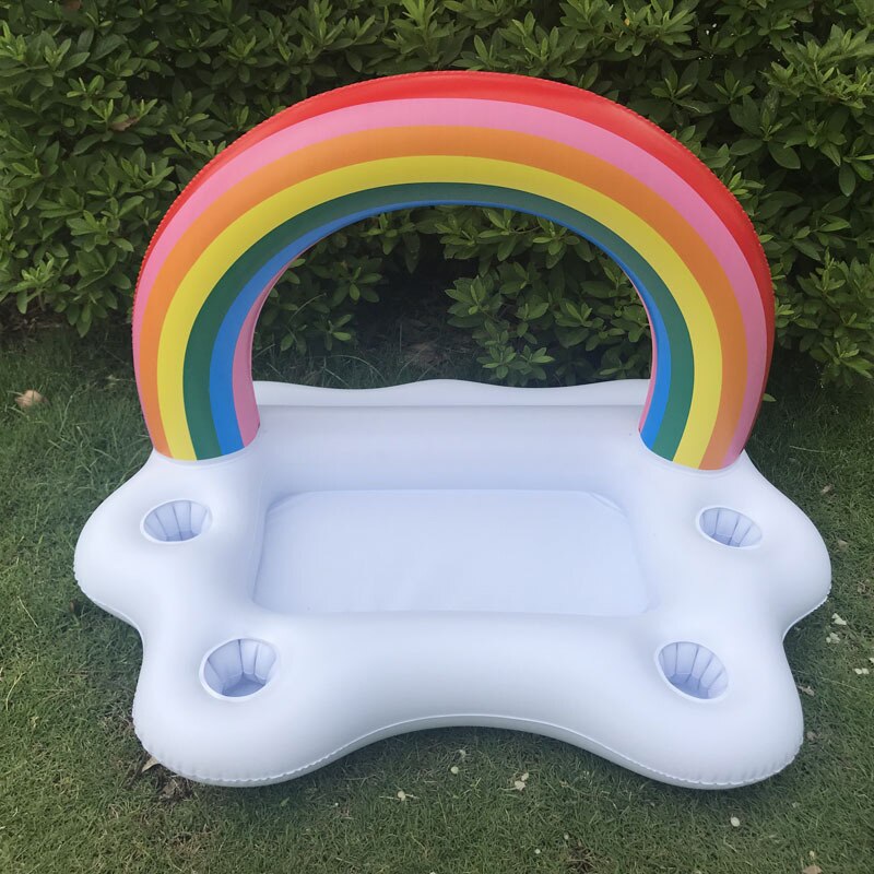 Verano Pvc piscina inflable portavasos agua hielo Bar inflable nube hielo bandeja taza arcoiris titular