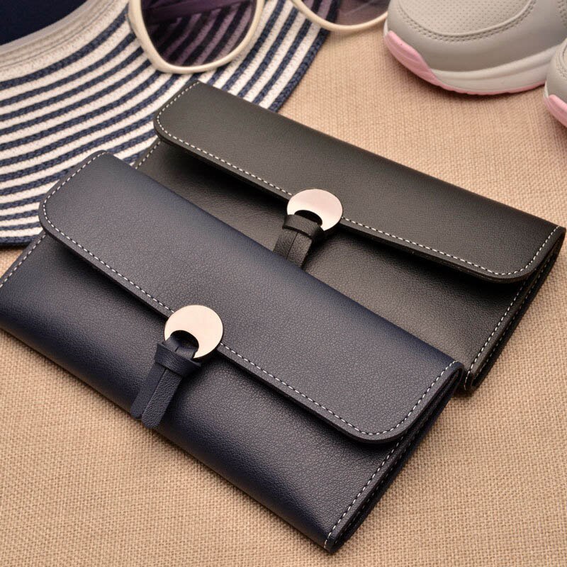 Lange kvinder punge pu læder dame pung og pung dame fest clutch kvindelig kortholder