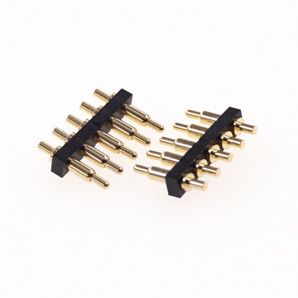 5 pcs SMD DIP Pogo pin connector Pogopin Battery Spring Loaded Contact Test Probe Power Charge Header Pins 2.54 Grid 7.0mm High: 1x5 Pin DIP