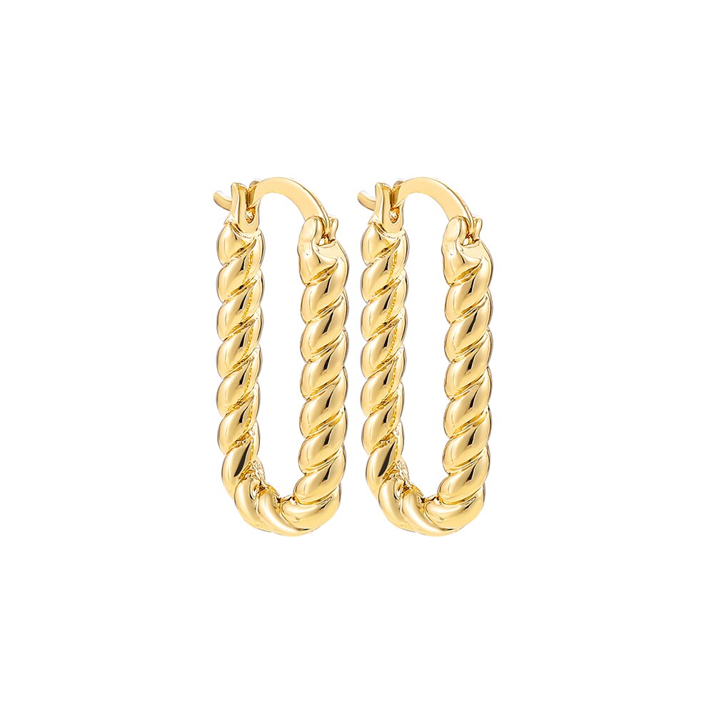 Boucles d'oreilles géométriques en forme de U pour femmes, créoles dorées créatives en cuivre épais martelé irrégulier, de fête, 2022: 21929 6