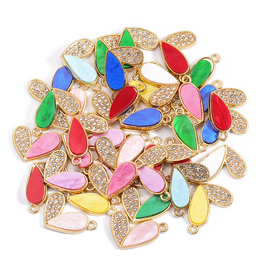10 Uds. De dijes de animales de mariposa de cristal de colores mezclados, pendientes dulces para mujer, accesorios de pulsera, suministros de joyería Diy: Rojo