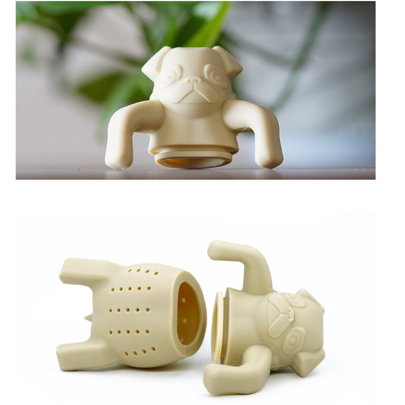 Silicone Tea Strainer Cute Silicone Pug Dog Tea Infuser Filter Brewing Funny gadgets Reusable Tea Strainer Teapot Kitchen Tools