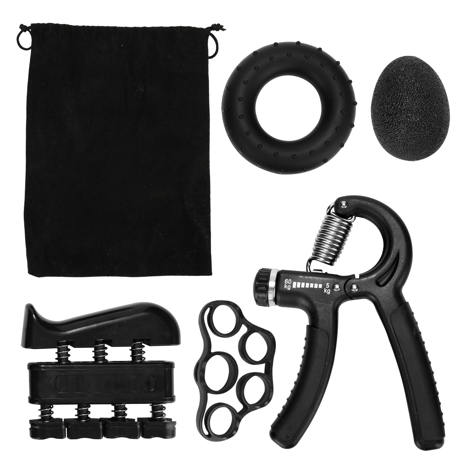 5 Pieces Indoor Hand Grip Trainer Set Finger Resistance Band Rubber Ring Grips Fingers Exerciser Ball Fitness equipment: Default Title