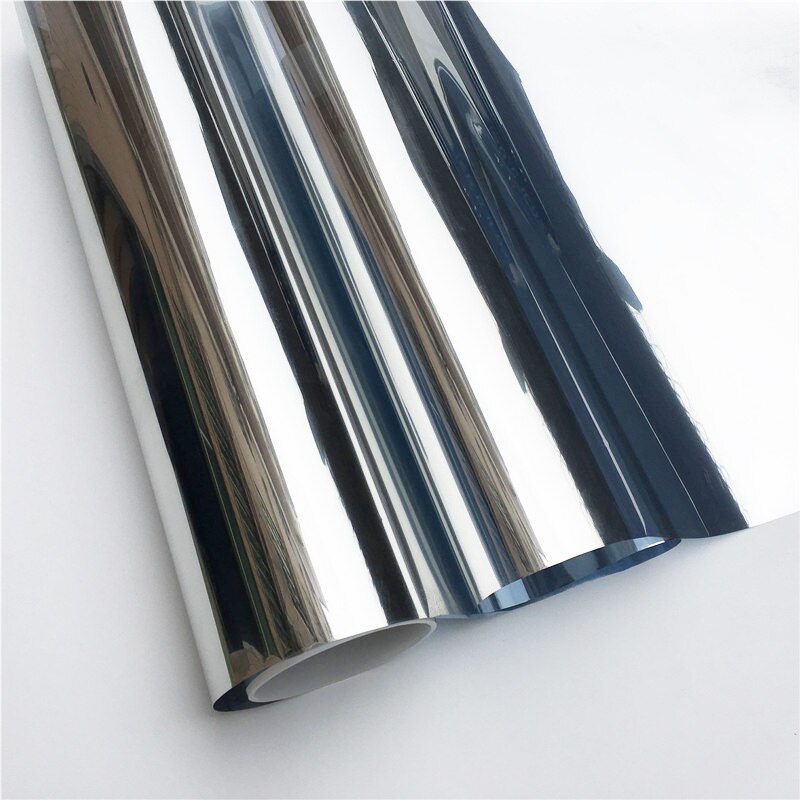 Silver One Way Mirror Glass Film Privacy Self Adhesive Window Film Heat Control Anti UV Window Tint For Building Office Balcony