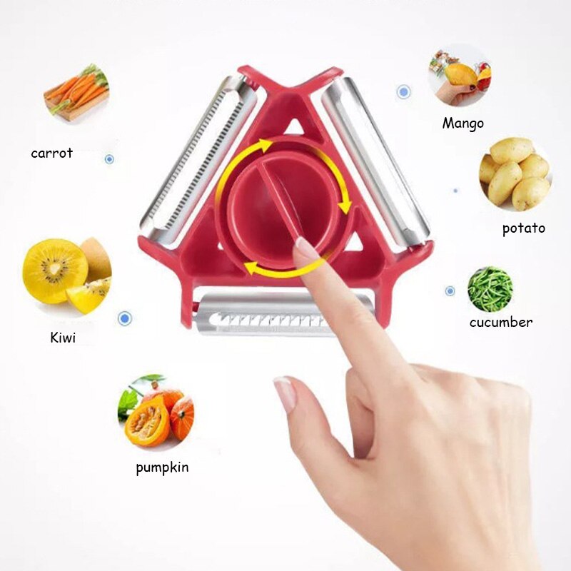 Multifunctionele Keukenrasp - 3-in-1 Groente Fruit Snijder - Roestvrij Staal & PP - 9x8.5cm