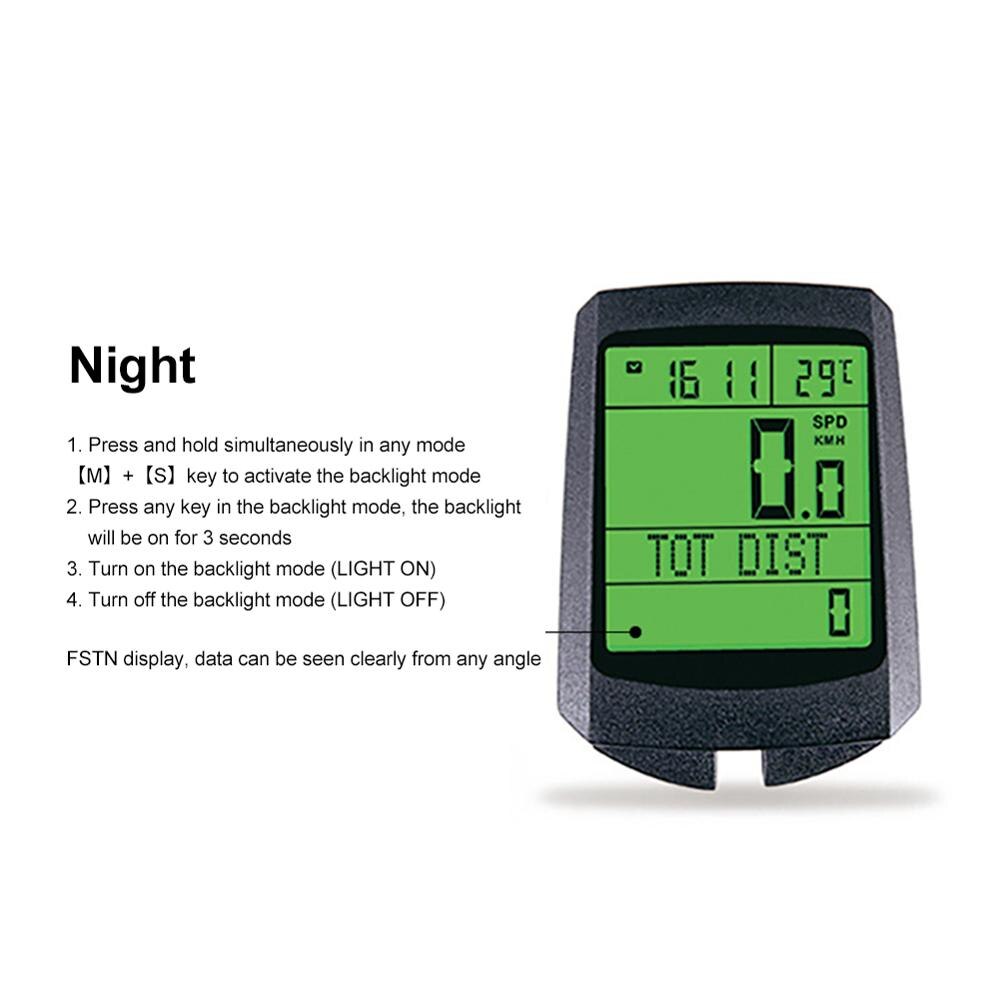 Bicycle Speed Meter Computer Luminous Odometer Digital Wireless Green Light Function Bike Accessories