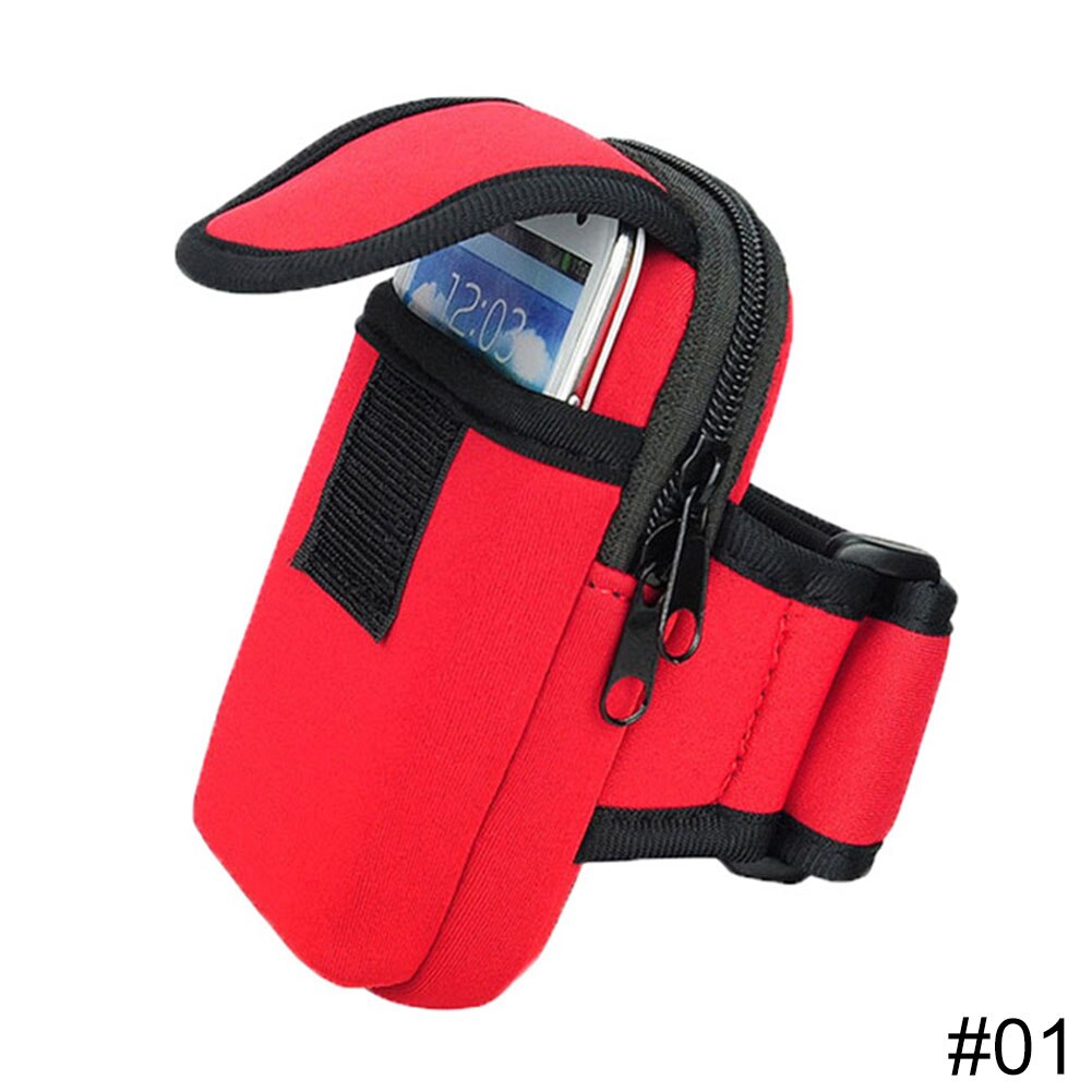 Armband Tas Voor Iphone Samsung Xiaomi Sleutel Portemonnee Kaart Opslag Pouch Bescherming Running Mobiele Telefoon Tas Houder Oortelefoon Arm Band: Rood