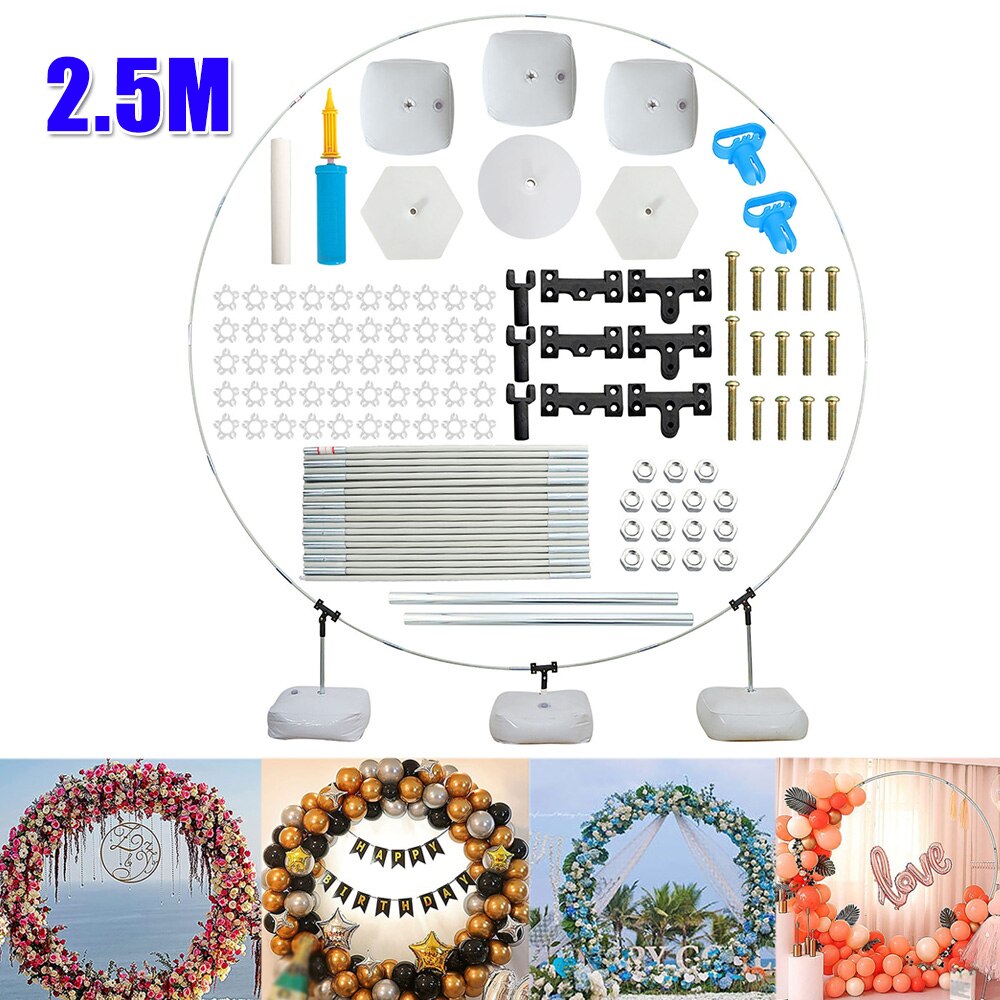 2.5M Wedding Arches Round Backdrop Stand Balloon Arch Ring Bracket Circle Ballon Column Base for Birthday Proposal Scene Layout