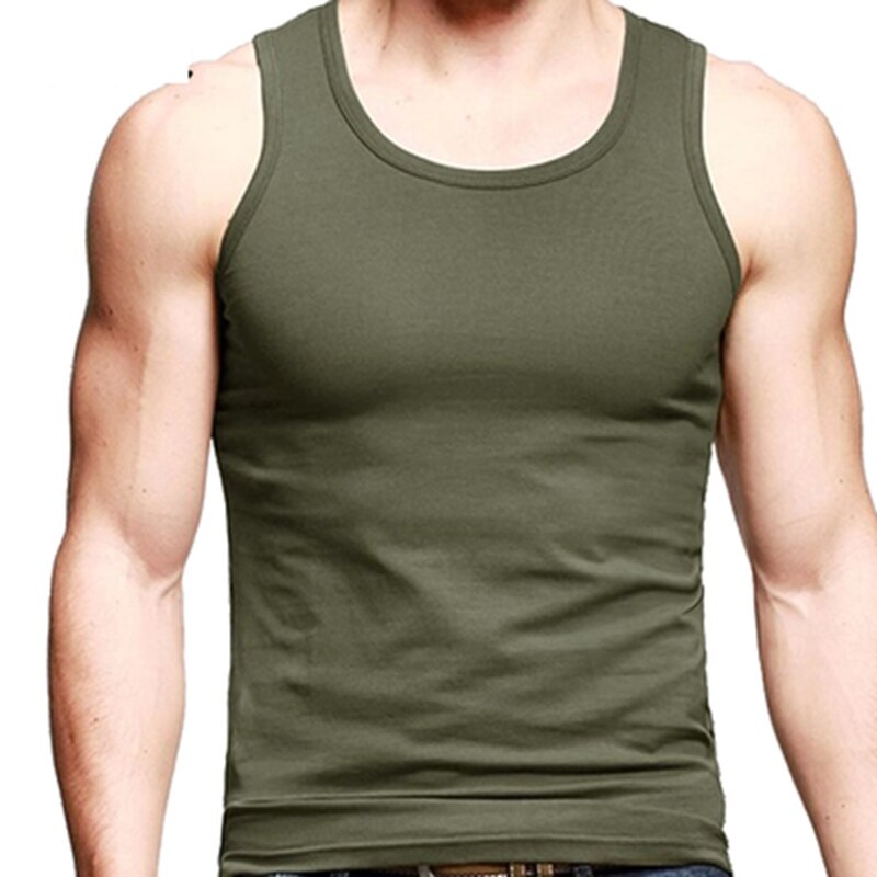 7xl tank toppe herre 6xl herre sweat big size vest sommer super stor modal undertrøje uden ærmer stor størrelse bodybuilding træning: Militærgrøn / L