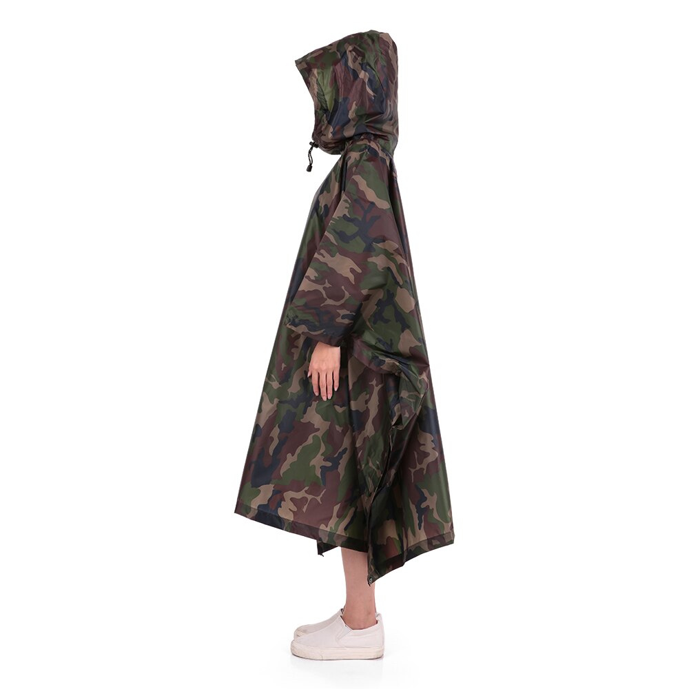 TOMSHOO-chubasquero ligero multifuncional con capucha, cubierta para lluvia, Poncho, capa de lluvia, estera para tienda de campaña al aire libre: Marrón