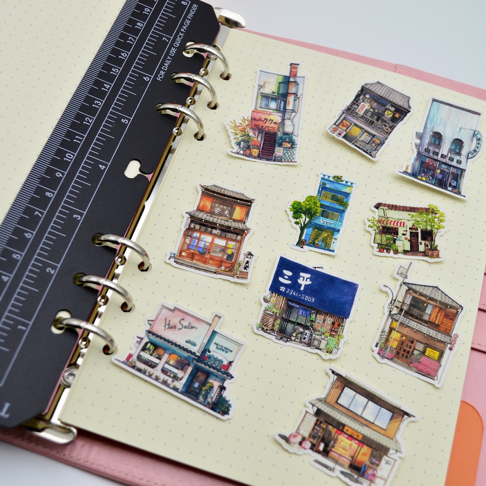 28 Pcs Kawaii Japanse Winkel En Building Sticker Notebook Decoratie Droog Lijm Pegatinas/Hand Boek Dagboek Briefpapier Stickers