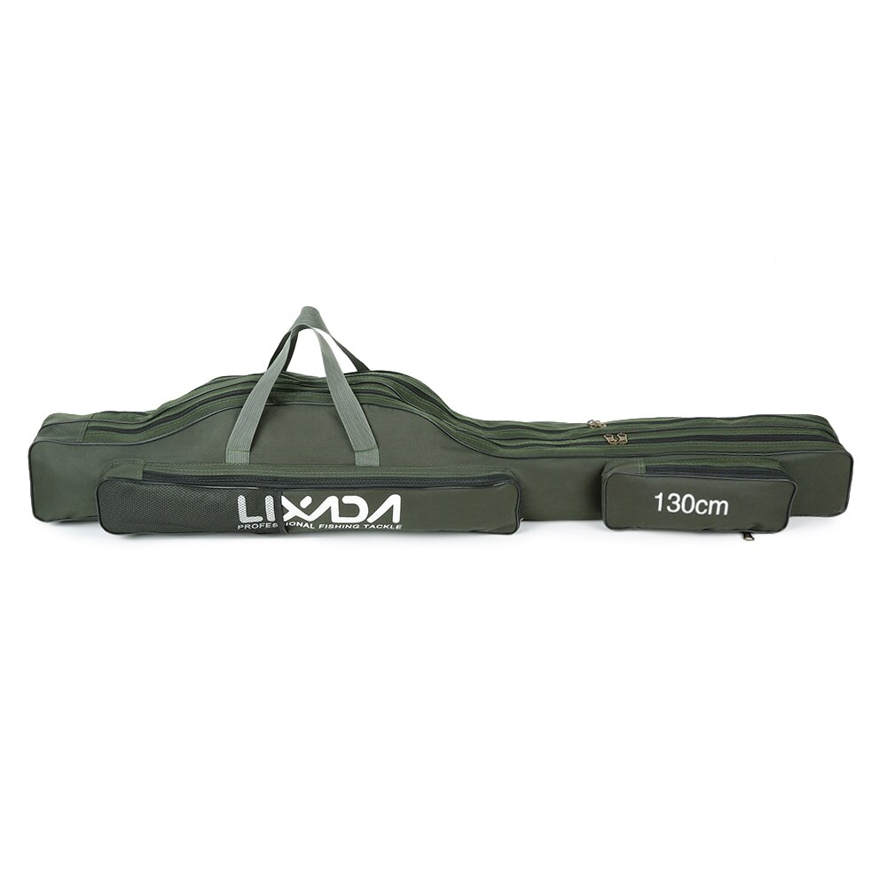Lixada fisketaske 100/130/150cm bærbar sammenklappelig fiskestang rullepose opbevaringstaske fisketøj bæretaske casetravel værktøjstaske: Grøn 130 cm