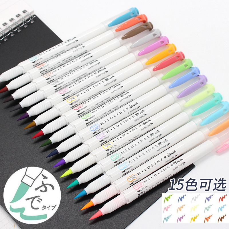 Zebra WFT8 MILDLINER Weichen Pinsel Stift + Harte Spitze Textmarker Doppel Spitze Japan Pastell Farben Marker Stifte