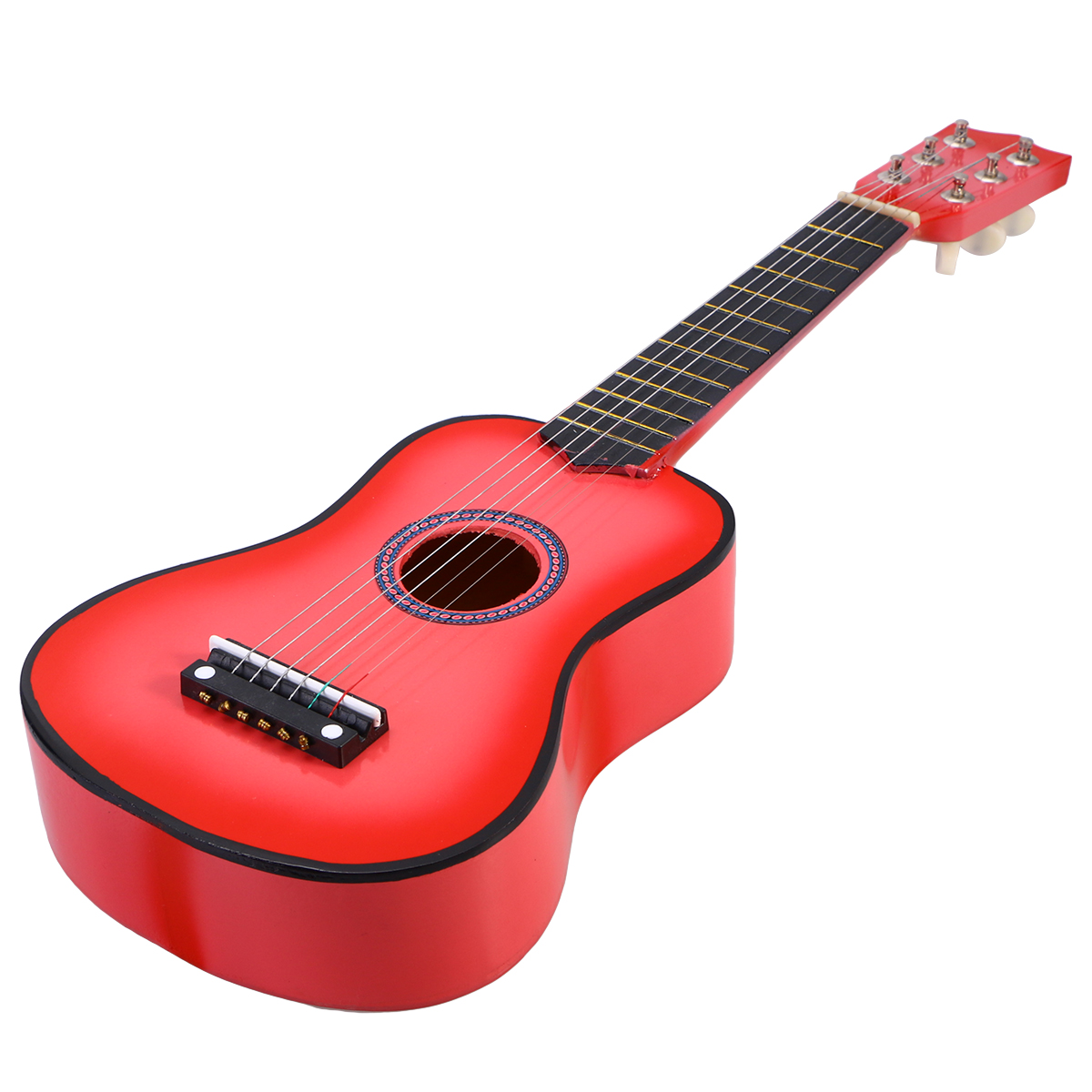 Guitarra acústica portátil de madera para niños, instrumento de tamaño pequeño, en pulgadas, Rojo