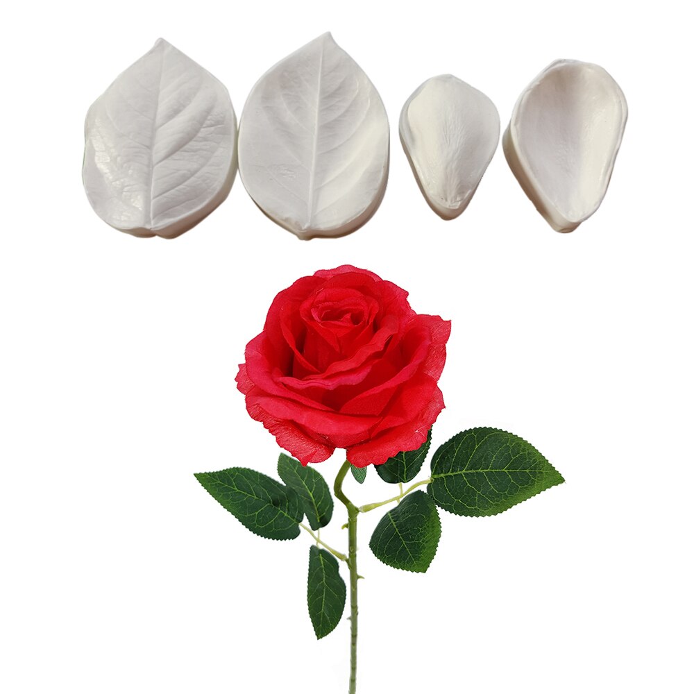Rose Flower Petal Silicone Mold Form Cake Decorating Tools Fondant Sugarcraft Gumpaste Chocolate Baking Clay LeafMould M2882