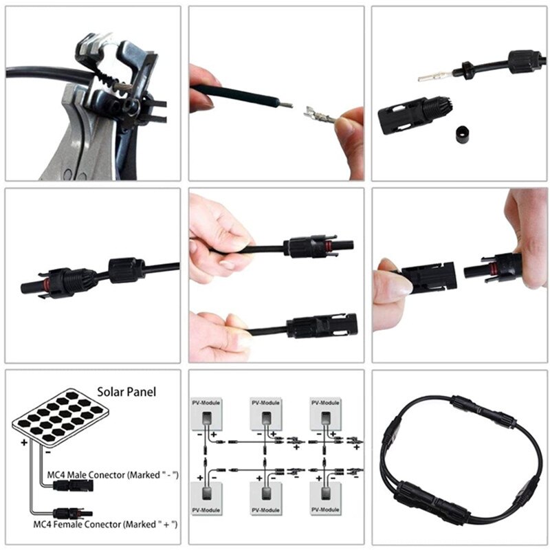 Conectores de Cable Solar (macho y hembra) para paneles solares y sistemas fotovoltaicos, 100 Uds./50 pares