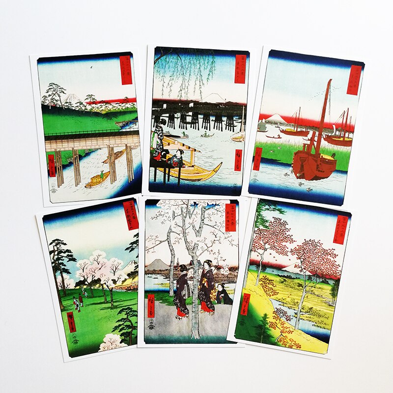 32 st/set ukiyo-e art vykort set av hiroshige utagawa gratulationskort kort vintage 157 x113mm /6.2 x 4.4in