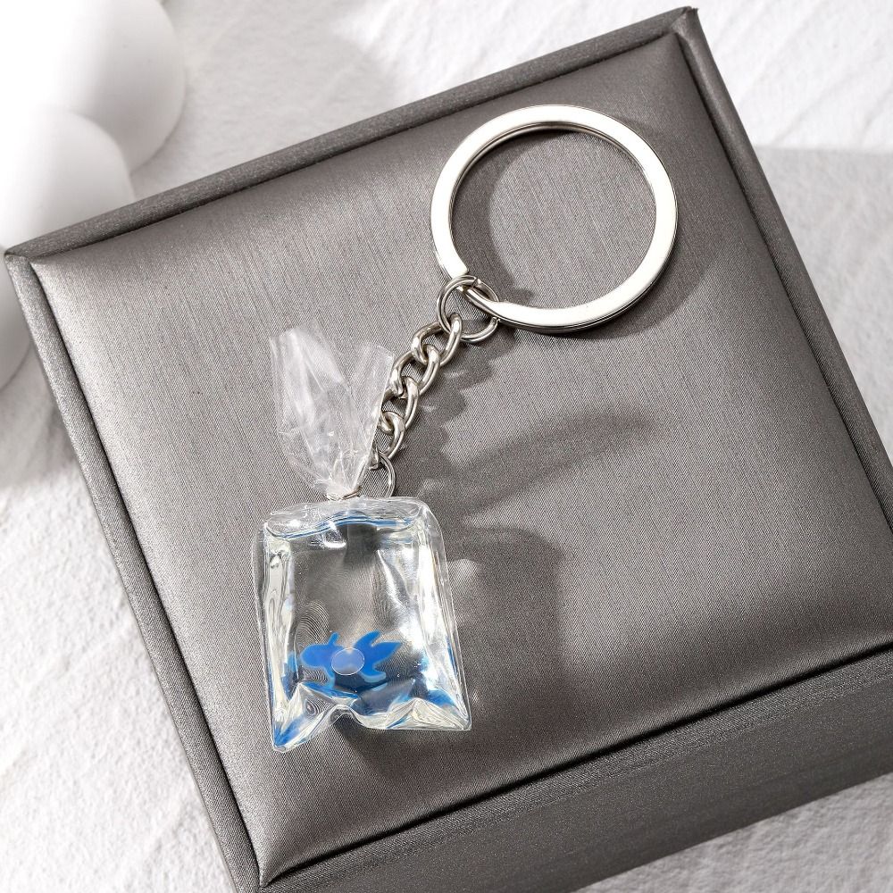 Vis Goudvis Sleutelhanger Imitatie Waterzak Grappige Kleine Vis Hanger Hars Transparante Kleine Vis Sleutelhanger Kinderen: GRIJS