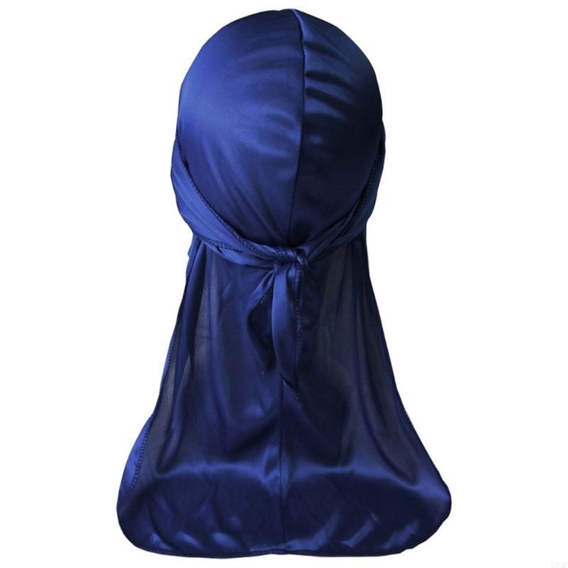 L93F Men's Soft Silky Durag Head Wrap Long Tail Dreadlocks Hat for Various Hair Type