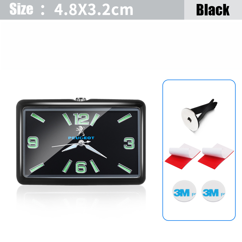 Sortie d&#39;air voiture horloge lumineuse pour Peugeot 308 307 206 408 407 3008 voyageur 207 107 208 508 306 406 205 4008 5008 103 106: Black
