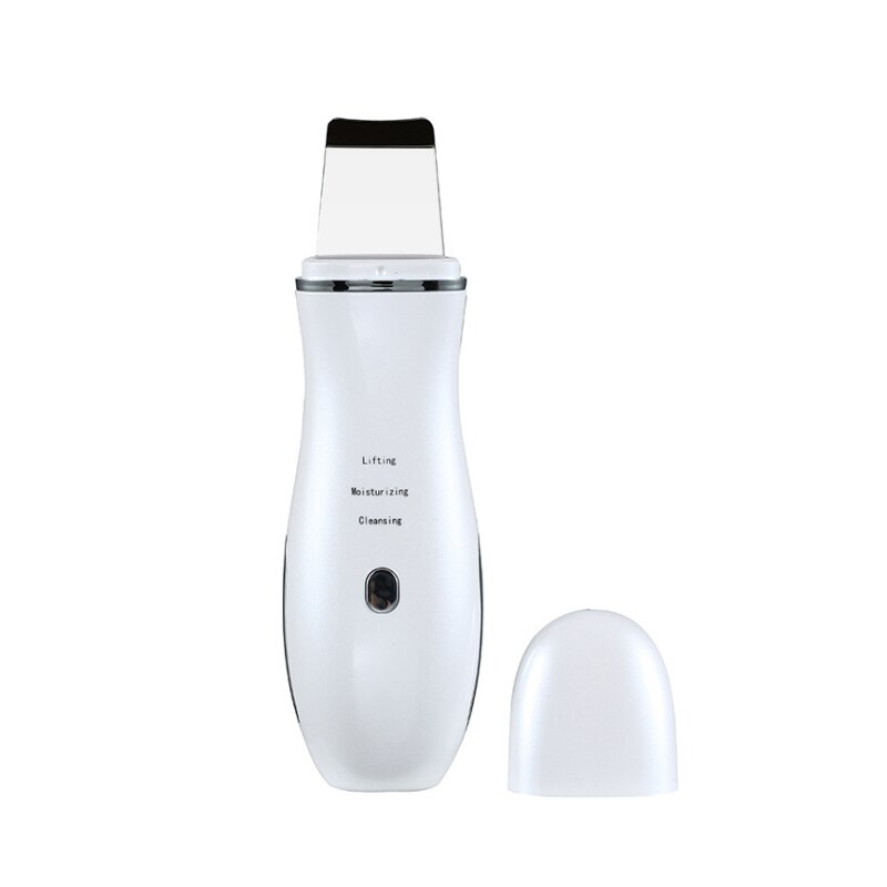 Ultrasonic Face Skin Scrubber Lifting Tightening Facial Cleaning Tool Pore Cleanser EMS Micro-Current Scrubber: White
