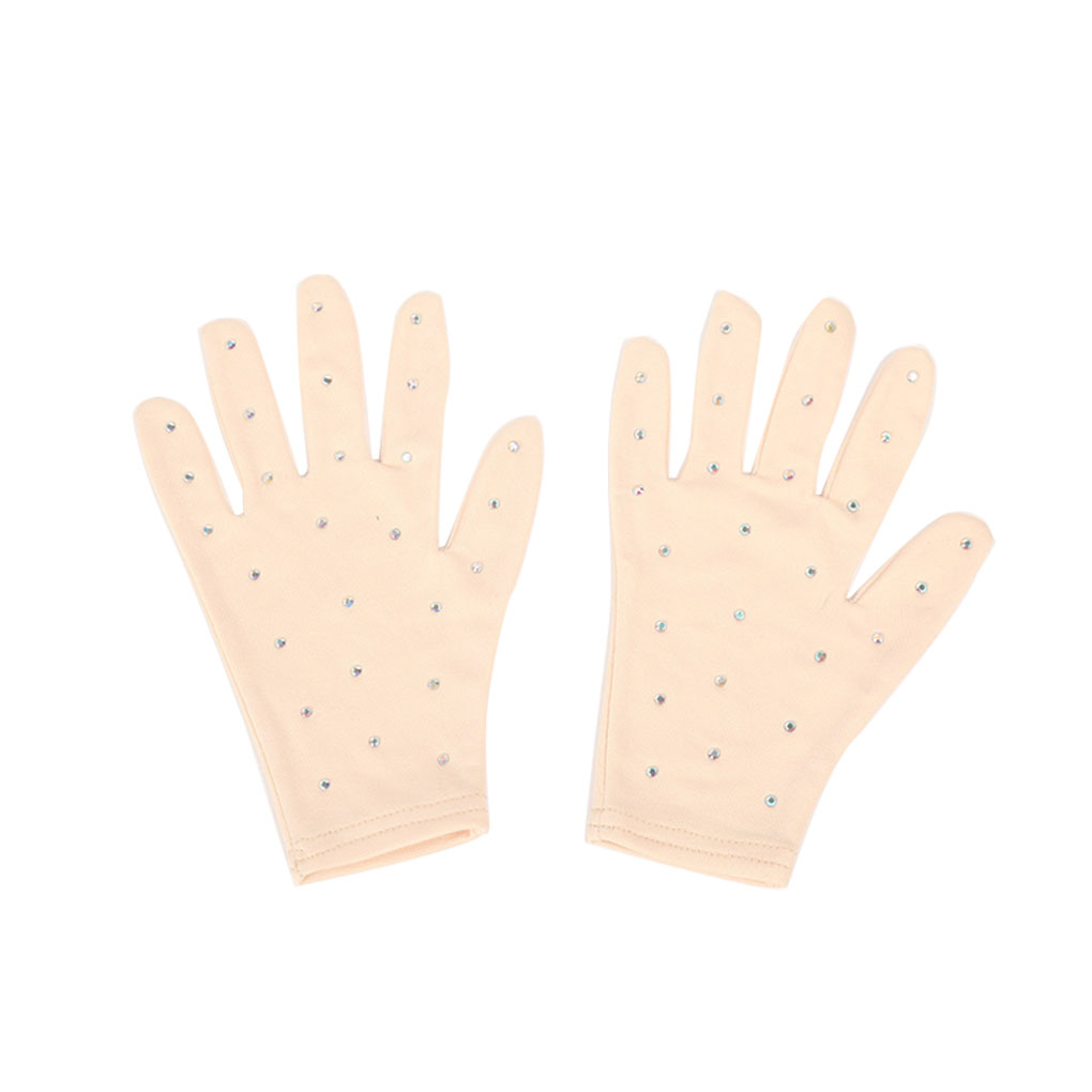 1 par de guantes de muñeca para patinaje artístico, manoplas antideslizantes con protección solar respetuosas con la piel, guantes de cristal lavables de secado rápido: Negro / S