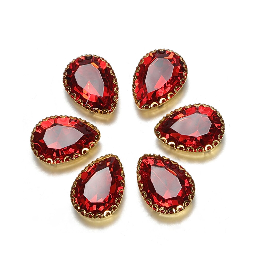 50 pçs 14x19mm gota forma cristal strass cabochon contas bezel remendo para diy jóias fazendo acessório artesanato artesanal material: Red