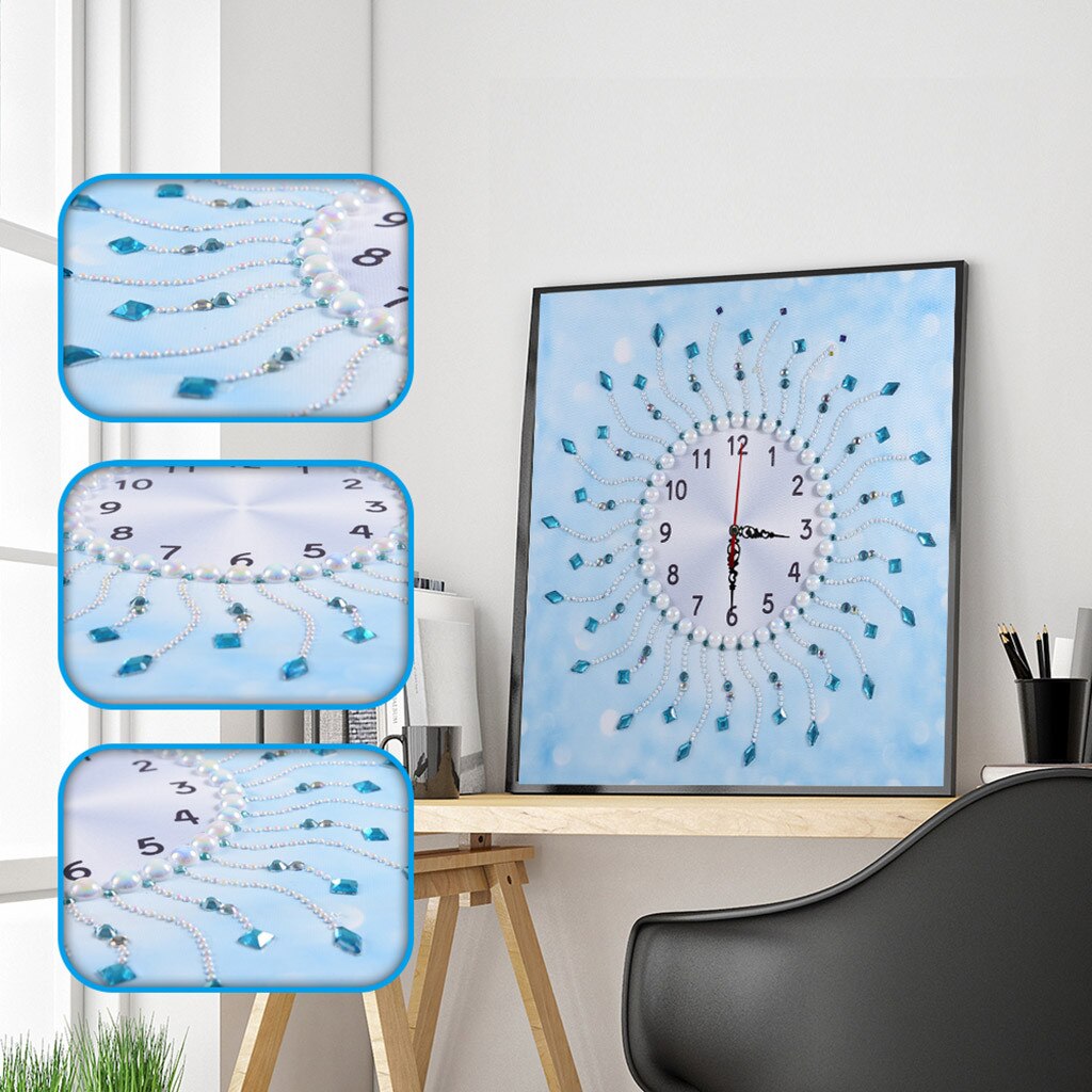 Reloj de pared de punto de cruz con pintura de diamantes Forma especial DIY 5D, manualidades con bordado de diamantes, decoración de lienzo, reloj, recién llegado 325: C