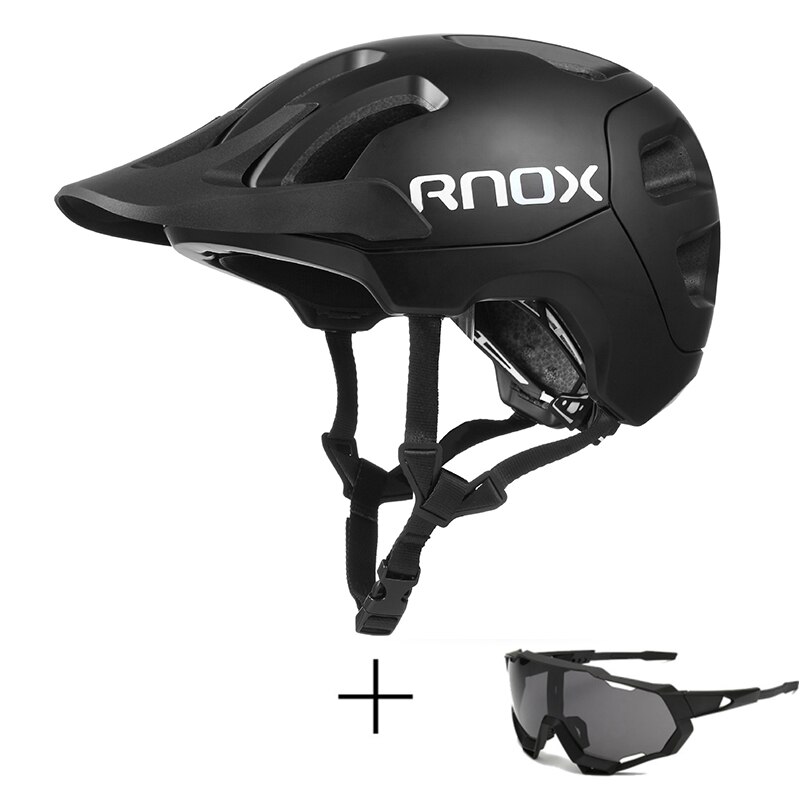 RNOX Bicycle Helmet Red Road Mountain Cycling Helmets band Sun Visor Men Women Lightweight Breathable In-mold Bicycle Safety Cap: B black