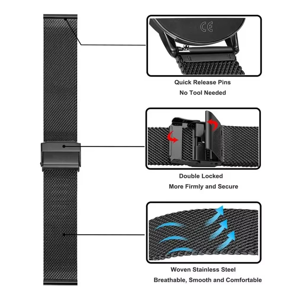 Bracelet de montre milanais en métal pour Xiaomi Redmi Watch 5 Active/5 Lite/3 Active/3 Lite, Bracelet de remplacement en acier inoxydable
