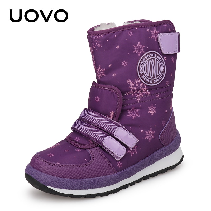 UOVO nouvelles bottes d'hiver pour enfants pour garçons et filles chaussures d'hiver chaudes mi-mollet chaussures pour enfants taille 30 #-38 #