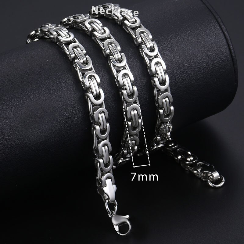 Rvs Byzantijnse Collier Voor Mannen Zilveren Kleur Sieraden Mode Heren Kettingen Kettingen 5/7 Mm Davieslee KNN21: KN203 / 20inch 50cm