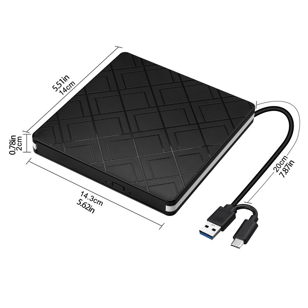Typec+usb 3.0 stationär dator extern optisk enhet laptop extern dvd-brännare dubbelt gränssnitt enhetsfri plug and play