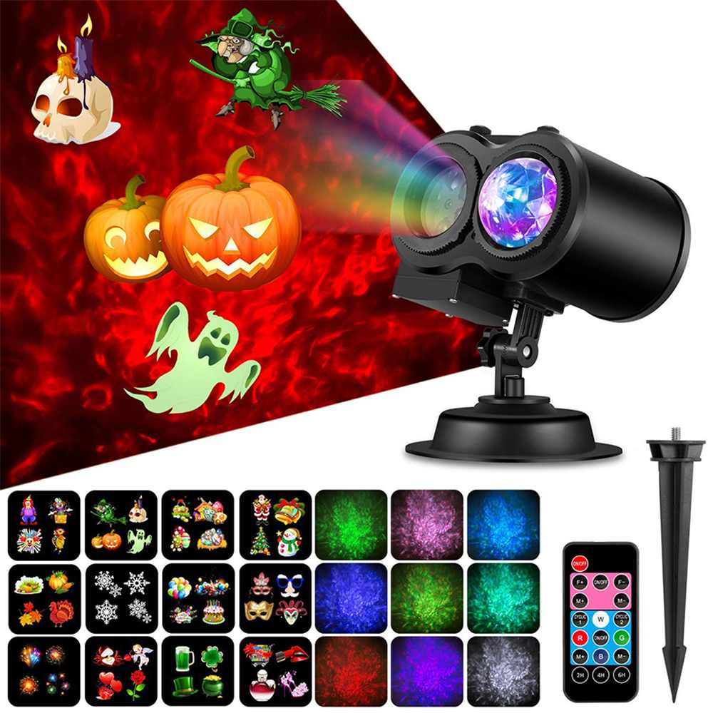 Lámpara de proyección de diapositivas multiuso 12 lentes de patrón 10 Luz de ola Luz de proyección LED para Navidad de Halloween