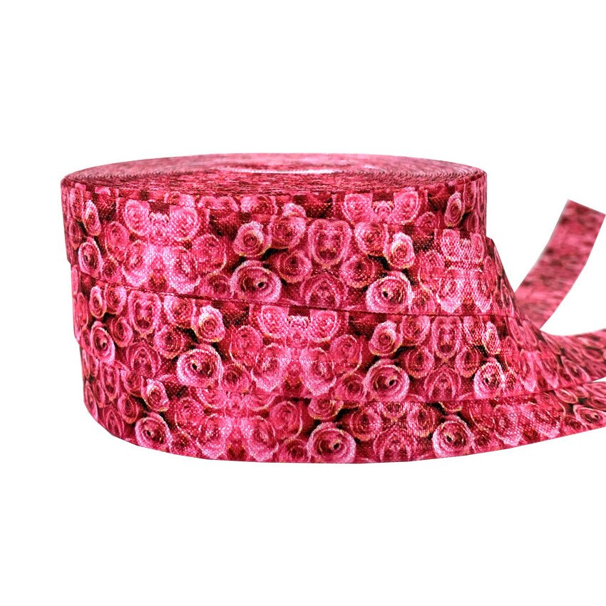 5 yards 16mm søte blomster bladfold over elastiske bånd baby pannebånd jenter hårbånd hår tilbehør håndverksutstyr: P1090