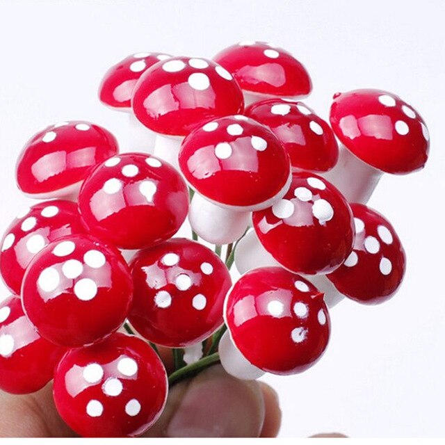 10 stk mini kunstig svampe have diy juletræ indretning skum potteharpiks mos terrarium ornamenter fe miniaturer deco: Champignon