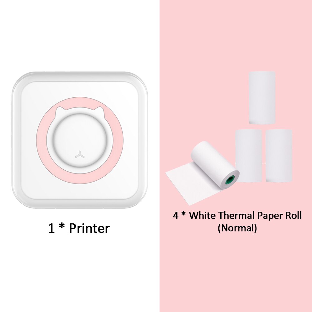 VIP LINK Pocket Thermal Printer Portable 200dpi Photo Label Memo List Printing Wireless Printer: Pink Set 1
