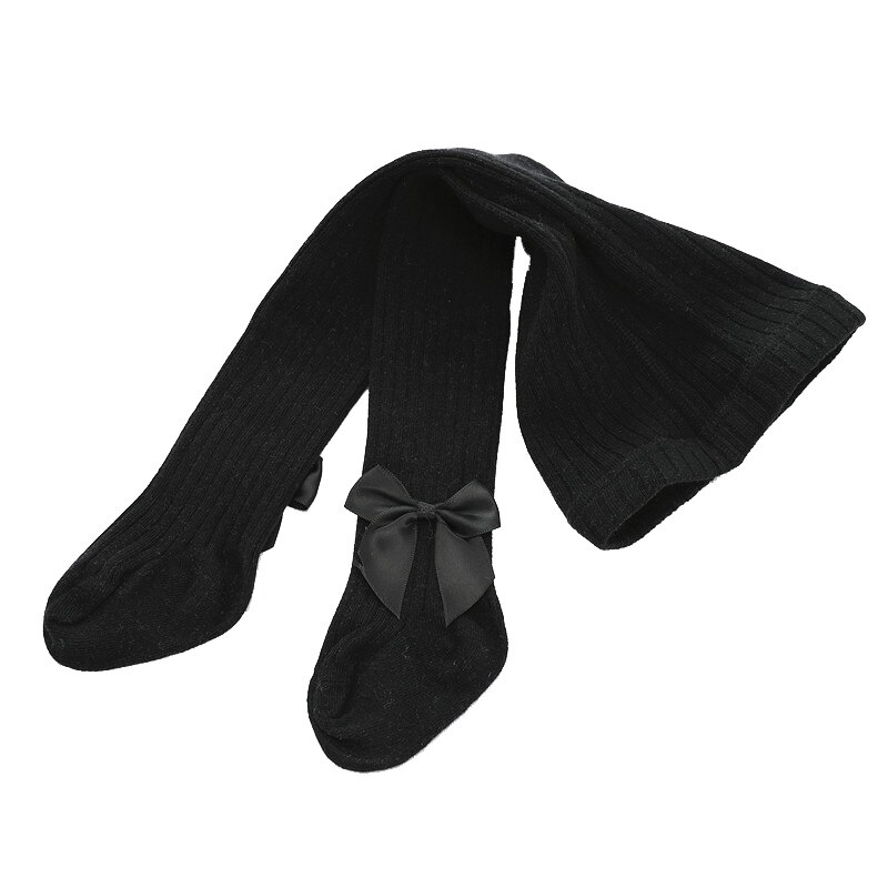 Nette Bowknot Baby Mädchen Strumpfhosen Weiche Baumwolle freundlicher Strumpfhosen Einfarbig Baby Mädchen Zeug Frühling Herbst Kleinkind Kleinkind Strümpfe: Schwarz