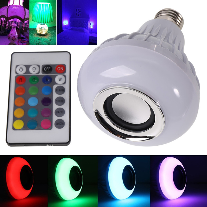 E27 Smart LED Bulb Bluetooth Music Playing With Remote Control AC85-265V